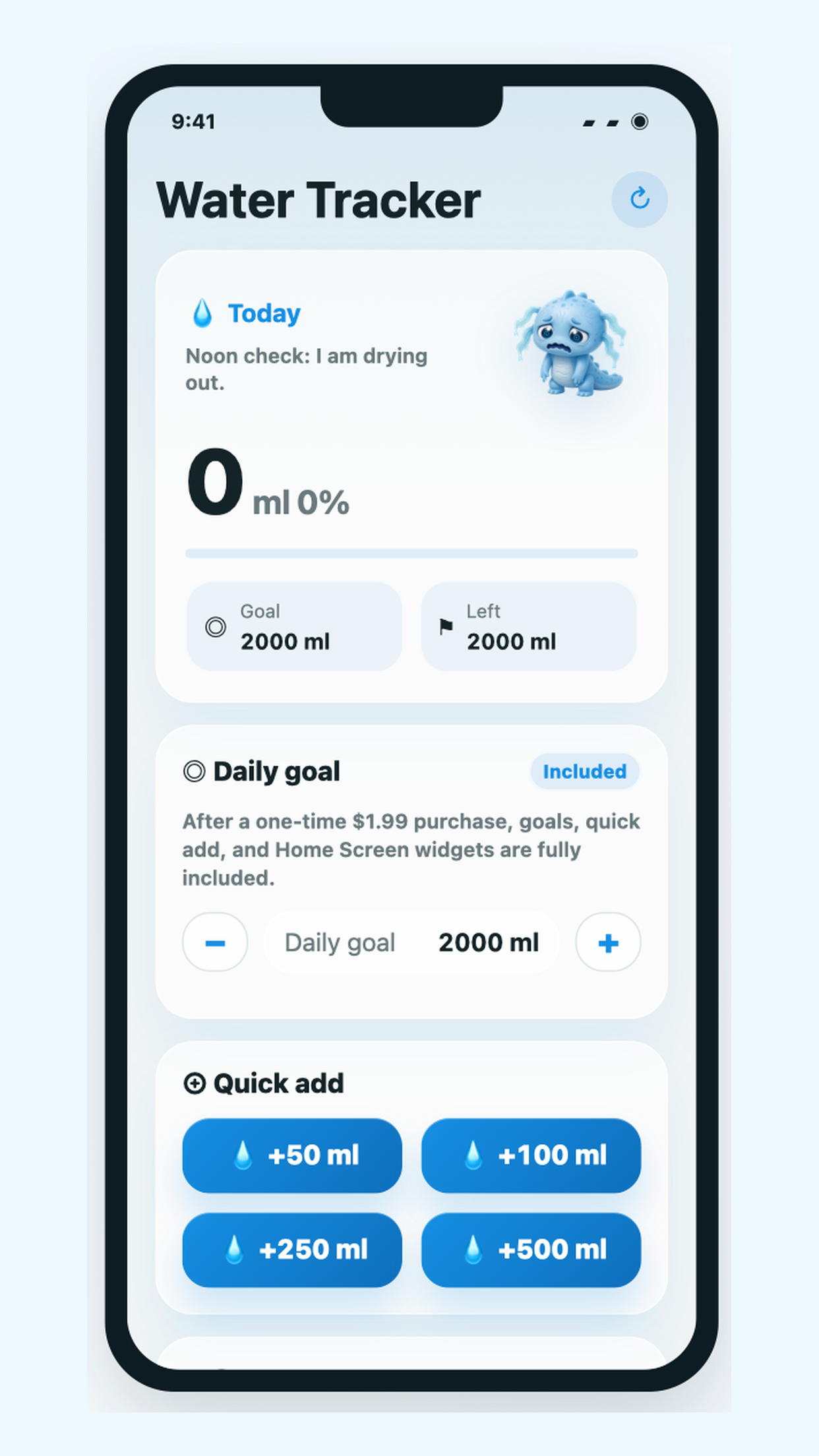 GulpGulp widget unlock and quick logging screenshot